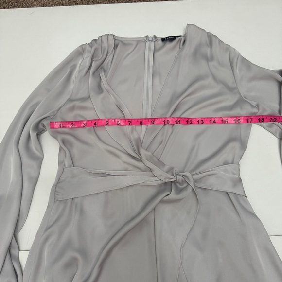 Express gray long sleeve dress satin midi length size M - Picture 7 of 11
